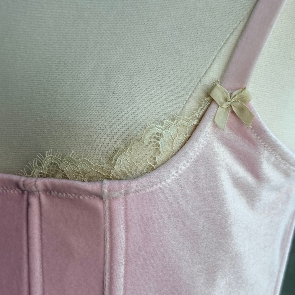 SKIMS Pink Velvet XL Corset Top Balletcore Coquette Bustier Festival Fairy - Picture 2 of 16